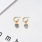 Stone Earrings Hoop Earring With Stones Moonlight Stone Semi Precious Labradorite Stone With Gold Plated Hoop Drop Earrings