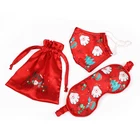 New Cute Cartoon Pattern Silk Christmas Blindfold Custom Logo Festival Party Sleep Eye Cover Mask