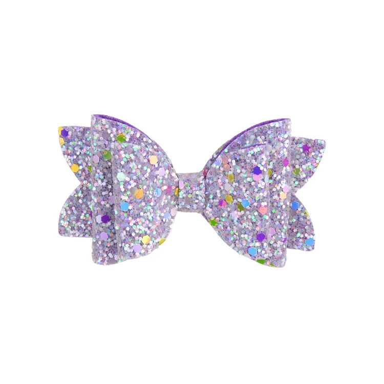 Amazon hot selling Kids glitter fabric bowknot hairpins  for girl shiny headdress hair clip kids hair accessories