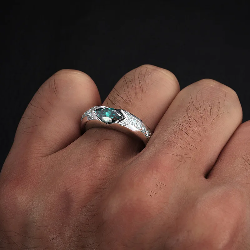 Eye of Horus Moissanite Ring Sterling Silver 925 Jewelry Pass Diamond Tester Green Moissanite Ring