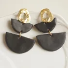 Drop Earrings Originality Colorful Textured Statement Handmade Diy Geometric Semicircle Polymer Clay Drop Earrings
