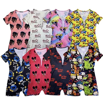 Hot-Selling Mimore Rugrats Cartoon Ladies Women Sleepwear Short Sleeve Onesie Bodysuits Pajamas Sexy Adult Nightwear For Women