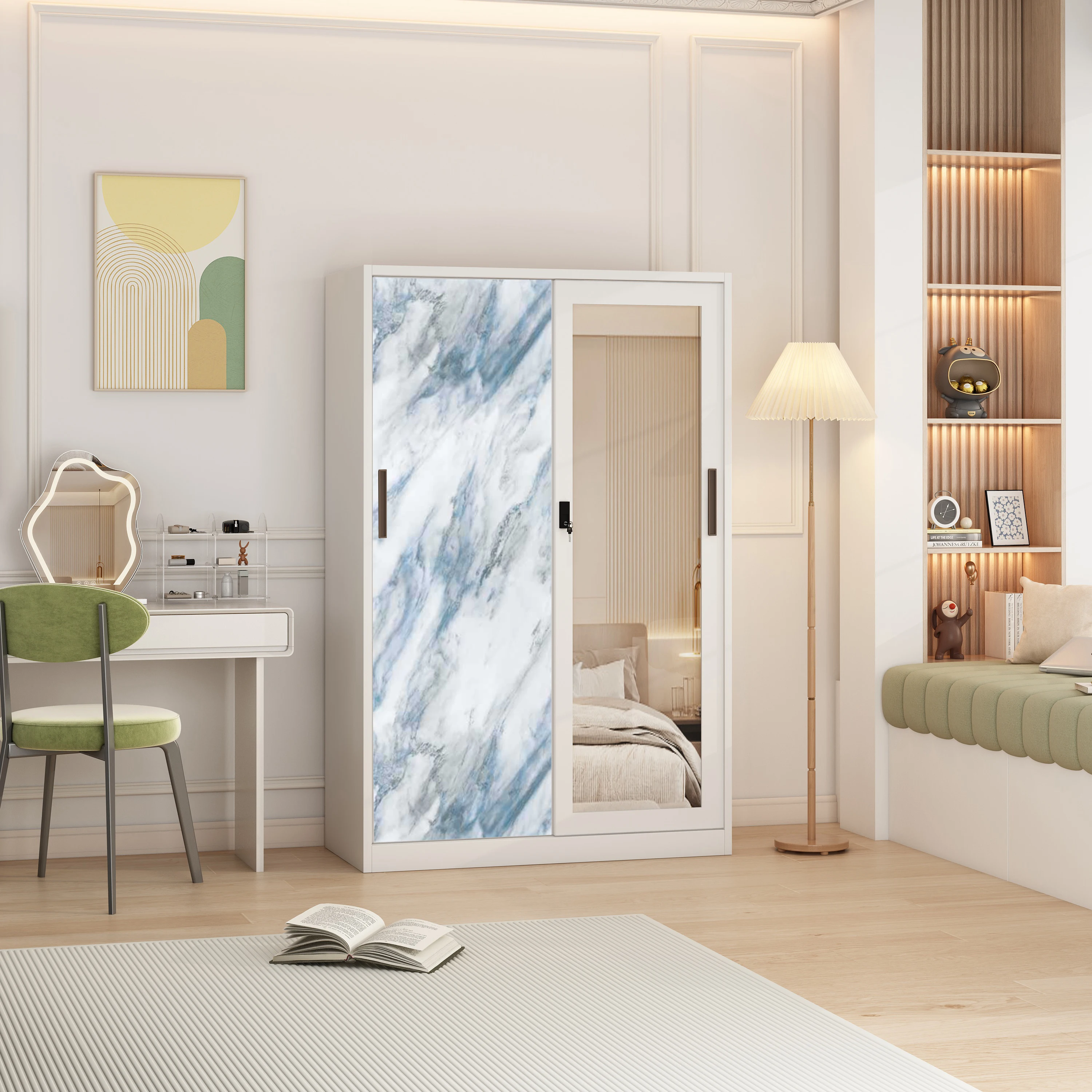 Metal almirah with locker and mirror metal locker wardrobe godrej 2 doors steel almirah locker with safe box lock