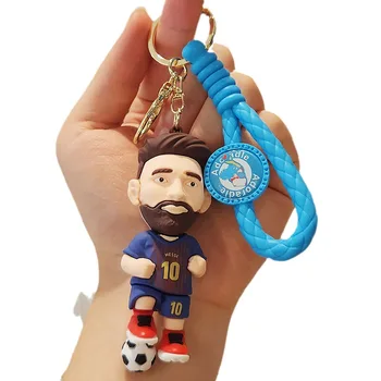 Cartoon Character Inter Miami Messi Jersey Rubber Keychains Football Star Key Ring Keychains