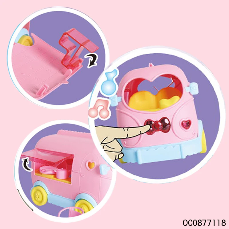 Mobile ice cream cart dining car custom baby doll accessories diy toy