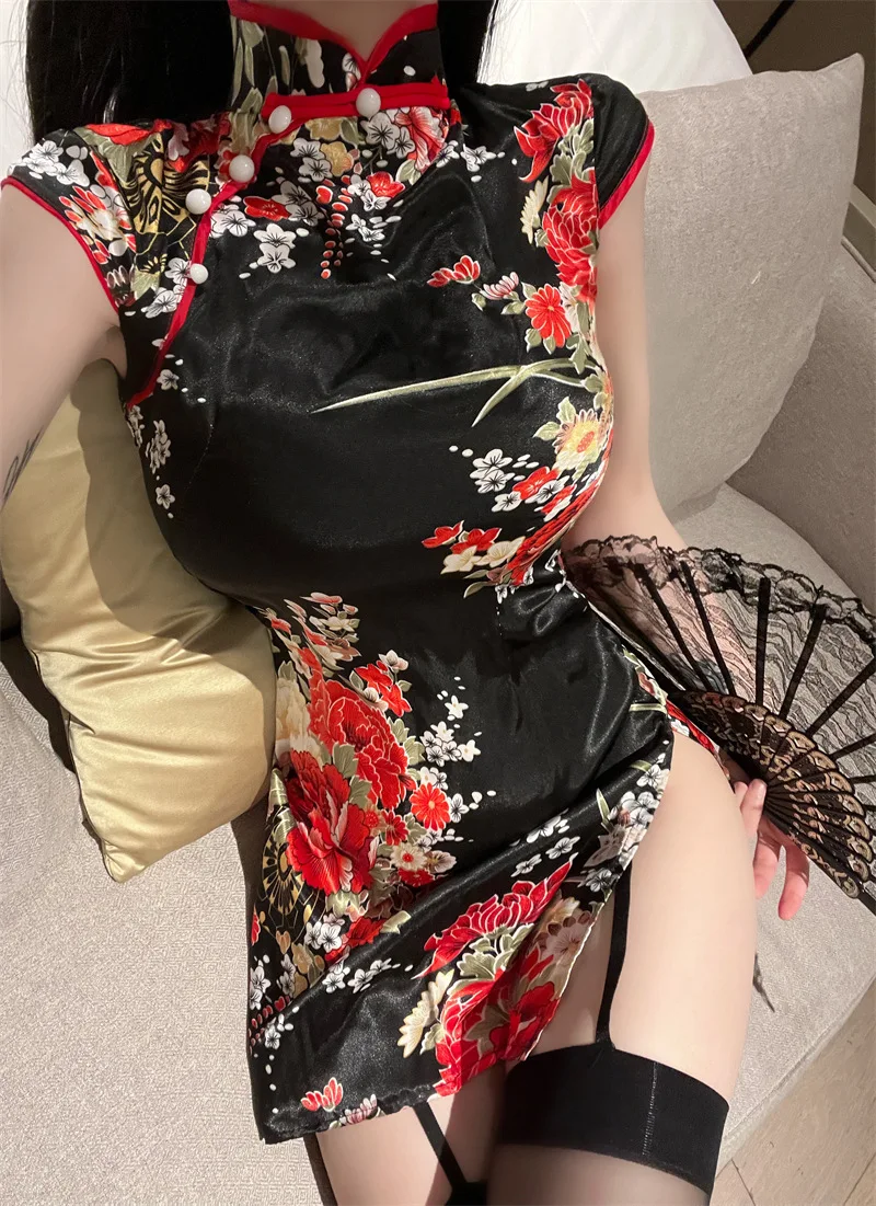 Chinese Qipao Lingerie Nightwear Role Play Cheongsam Dress Exotic Sexy