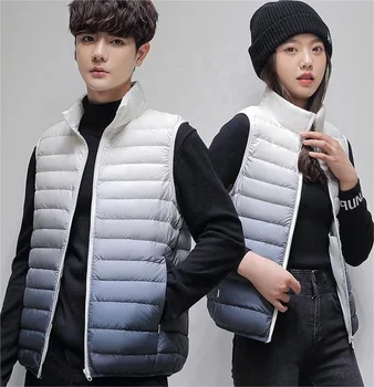 Men's Down Vest Vest Solid Color Stand Collar Sleeveless Zipper Jacket Autumn and Winter Casual Warm Jacket