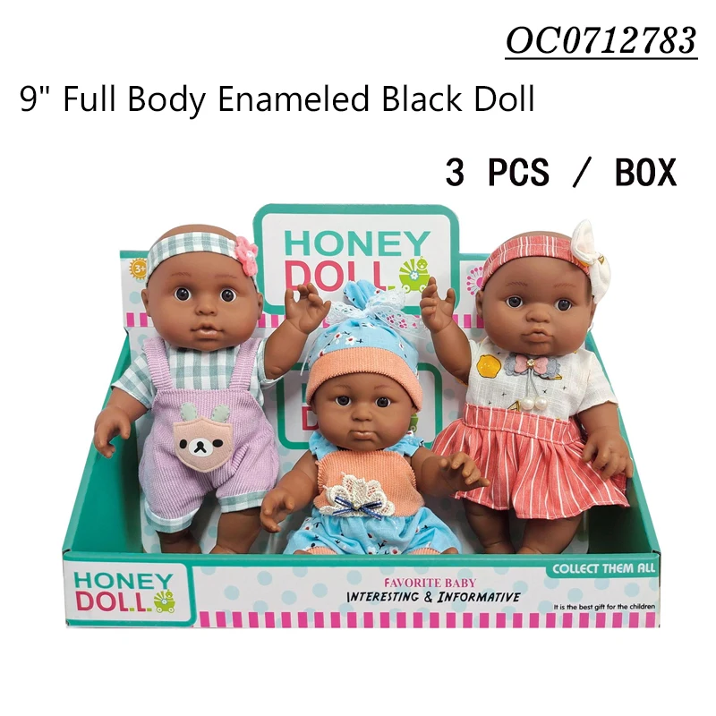 3 pieces 9 inch black baby dolls custom vinyl doll bebe reborn silicone baby
