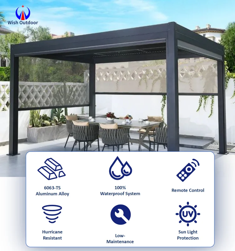 Pergola Bioclimat Metal Garden Louvered Pergola Motorized Metal Gazebo