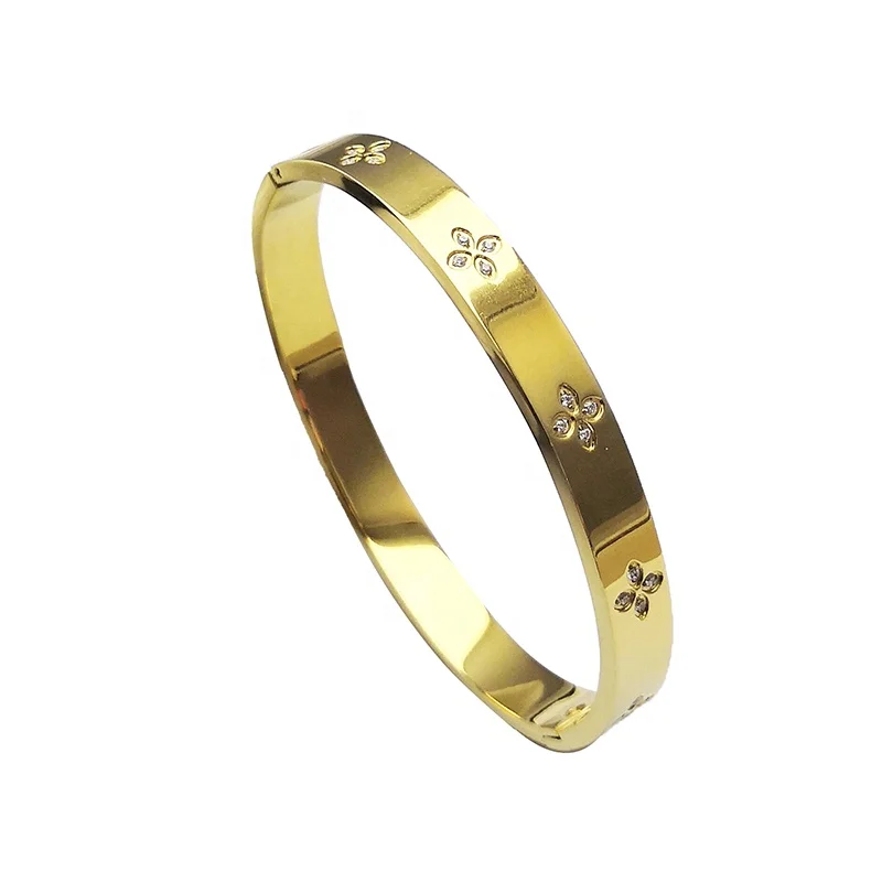 Joyer A De Acero Inoxidable Chapado En Oro De K Para Mujer Brazalete