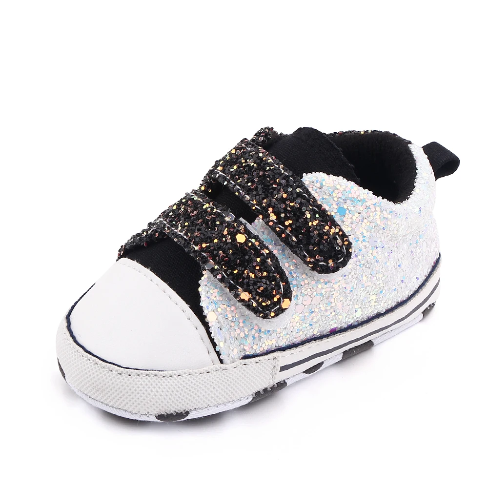 Spring and Autumn Multi-color Shiny Sequin Baby Soft Soled Canvas Toddler Shoes details