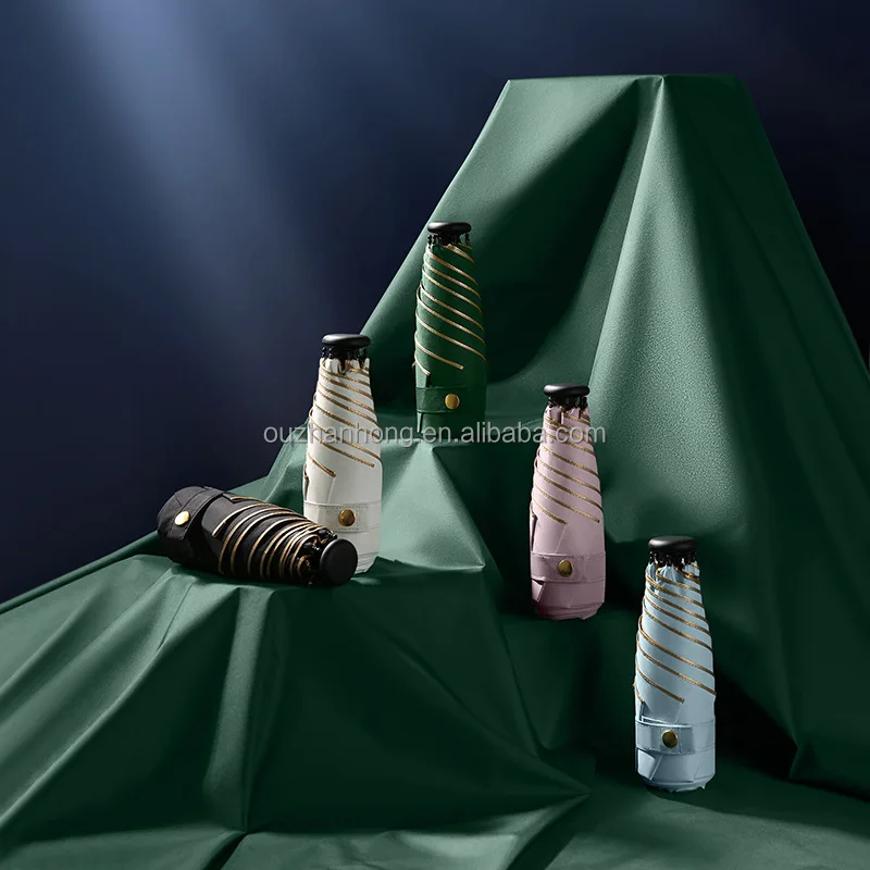 paraguas para la lluvia sombrillas promotional waterproof  phone capsule sun uv small pocket 5 fold mini umbrella
