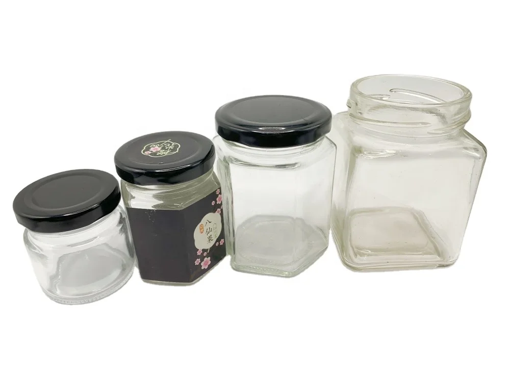 Pemasok Kemasan Kaca 150ml 240ml 350ml 500ml 1L Food Grade Tutup Emas Flint Storage Glass Jam Jars rincian