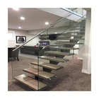 Staircase Steps Prefab Modern Wooden Steps Staircase Frameless Railing Design With Mono Stringer
