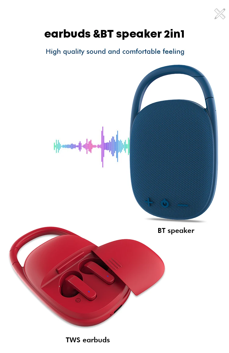 Oem Speaker Wholesale Custom 2 In 1 Outdoor Stereo Mobile Tws Blue Tooth Speaker Small Wireless