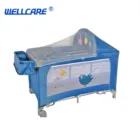 Baby Double Playpen Bed With Mosquito Net Portable Travel Cot