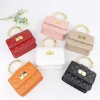 Pearl Leather Crossbody Bag Women Pearl Handle Handbag PU Leather Crossbody Bag Women Mini Chain Single Shoulder Bag