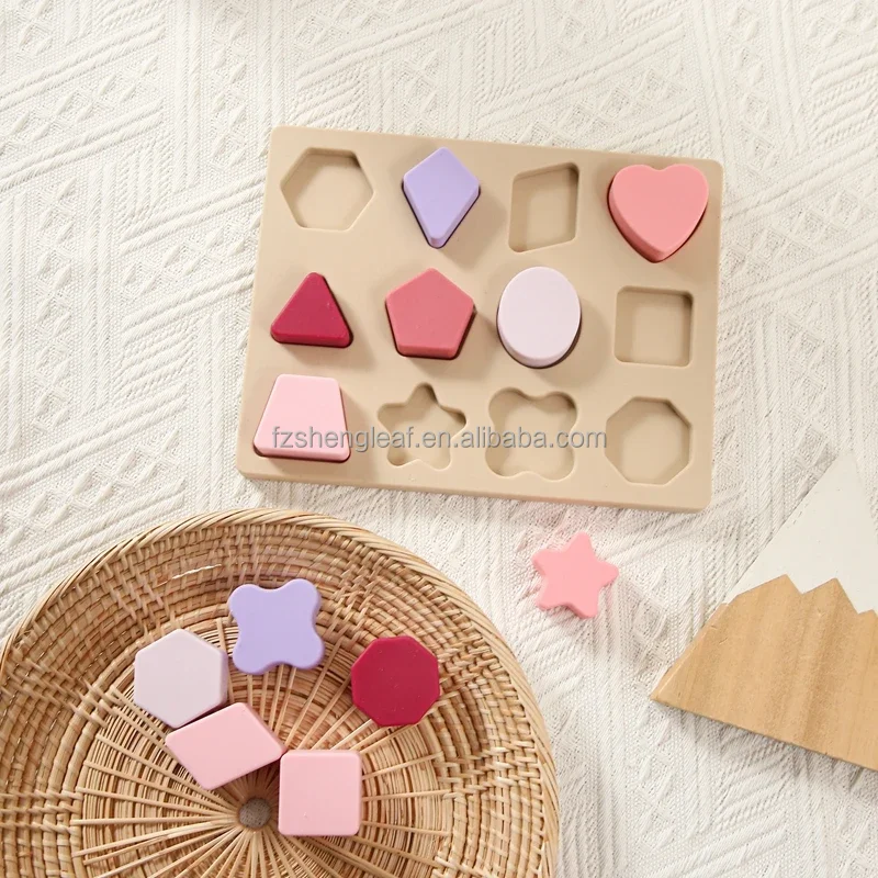 product 2024 smart baby 2 4 years bpa free silicone wood stacking toy comfort teether educational learning sensor kid gift set building-7