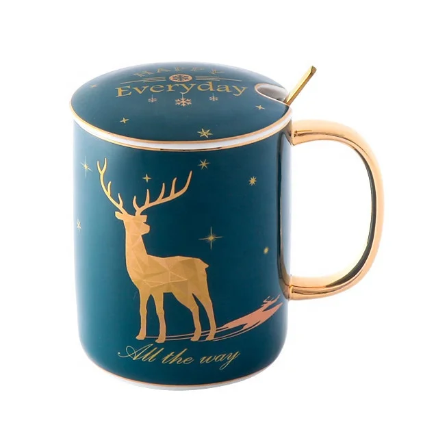 high quality nordic christmas elk deer ceramic coffee mug drink