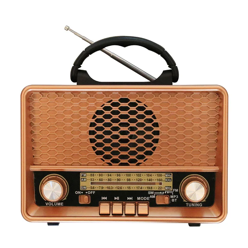 R-7199 Retro good quality multi bands  wooden style rechargeable radio with wireless link, usb mp3  player solar  and lamp slot