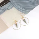 Hoops 2021 New Design Fashion Earrings Wholesale Geometry Natural Stone Pendant Hoops Earrings Women