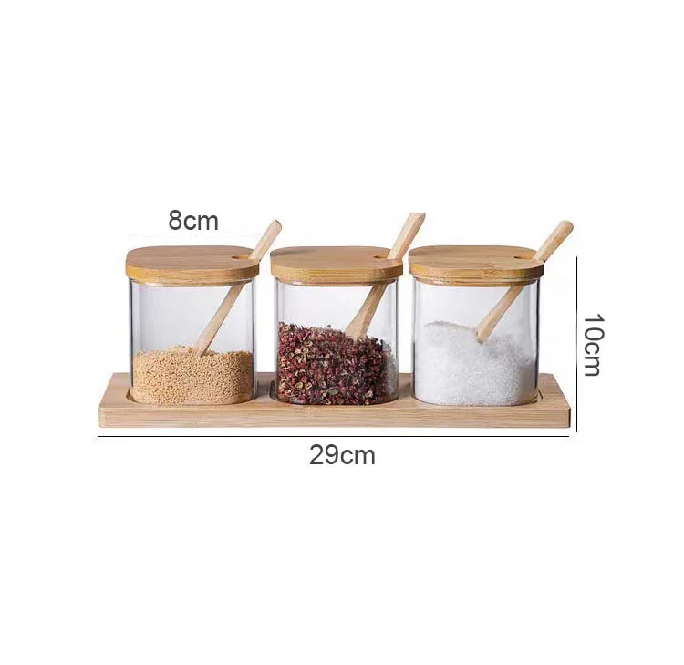 Eco Friendly Spice jars set glass spice rack with jars spice glass storage jars with bamboo lids