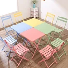 Seats Table Set 4 Seats Folding Iron Table Chair Set Outdoor Foldable Metal Table