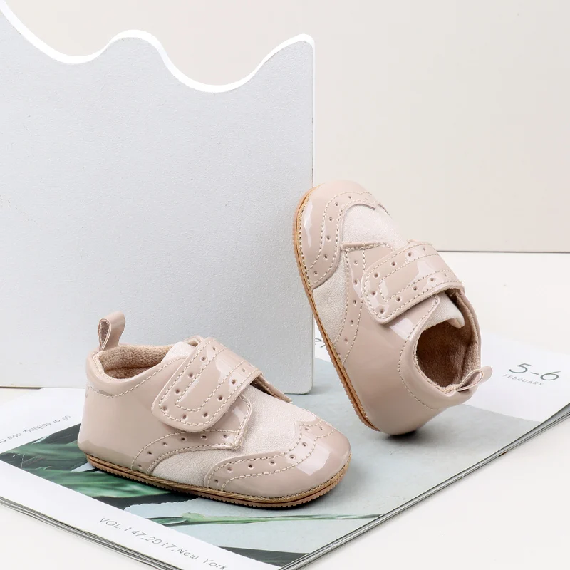 New Arrival Anti-Slip TPR Soft PU Baby Dress Shoes with Flat Outsole for Boys and Girls Tollder Baby Walking Shoes 0-15M factory