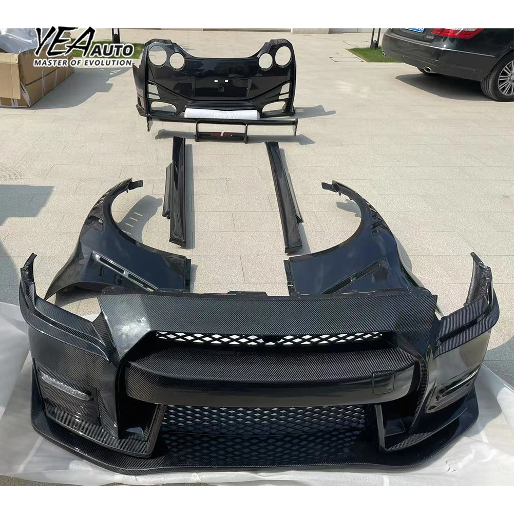 product facelifting carbon fiber body kits for nissan gt r gtr front rear bumper body kit side skirt front lip car accessories 2017 2023-14