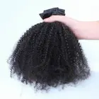 Hair Black Natural Brown 3B 4C Afro Kinky Curly Straight Hair Clip Ins Hair Extensions For Black Women