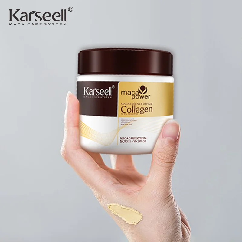 Private label 500ml Karseell collagen keratin treatment best seller collagen mask for dry and damaged hair deep conditioning