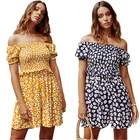 Floral Promotional New Arrival Summer Off-shoulder Short Sleeve Floral Printed Bohemia Casual Dresses