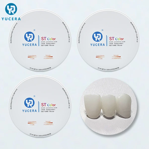 Yucera Dental Ceramic Cad Cam ST Color Zirconia Block Open System 98mm with CE and ISO