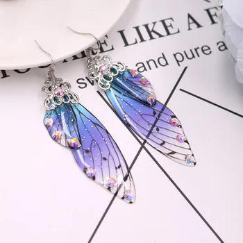 Long butterfly wings bride earrings female