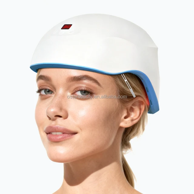 Private Label 850nm Near Infrared Red Light 655nm Laser Hair Growth Helmet for Home Use Hair Strengthen Growth & Scalp Care Cap