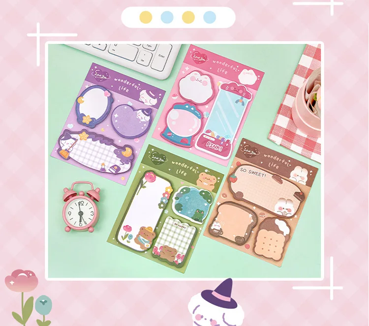 Cute Cartoon Sticky Notes Pack - Creative Self-Adhesive Memo Pads for ...