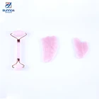 Jade Roller Guasha Rose Jade Face Tool Handle Rough Facial Massager OEM Pink Jade Roller Rose Quartz Guasha