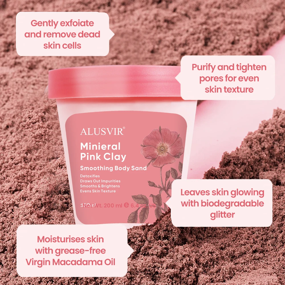 Korean Natural Organic Face Wash Mud Mask Brightening Exfoliating Cleansing Pink Clay Mask Body Scrub Skin Care Set