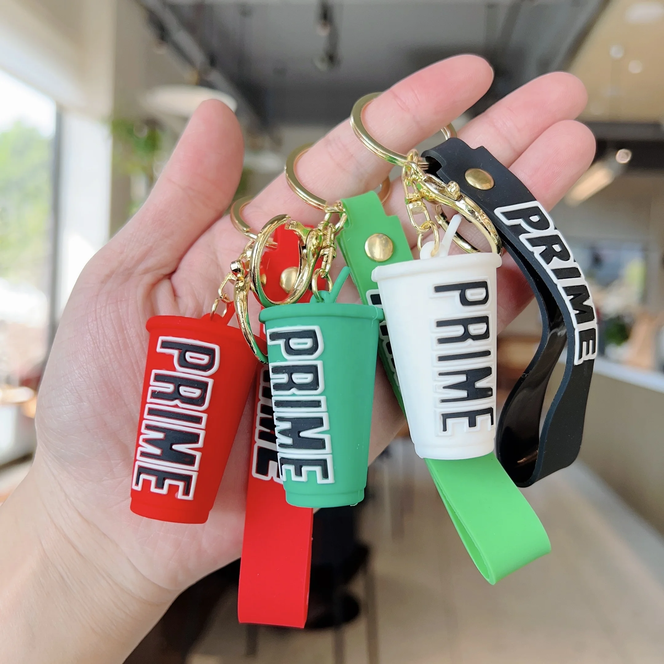 Cheap Wholesale 3D PVC Cartoon PRIME Drink Beverage Bottle Key Chain small Gift Backpack Ornament PRIME Cup Keychain