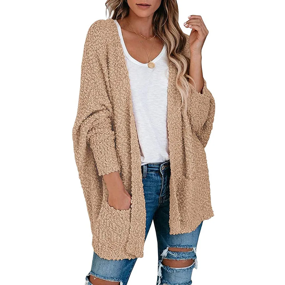2022 Women's Long Sleeve Soft Chunky Open Front Knit Sweater Cardigan  Outwear With Pockets - Buy Cardigan,Cardigan With Pockets,Knit Sweater  Cardigan Product on Alibaba.com