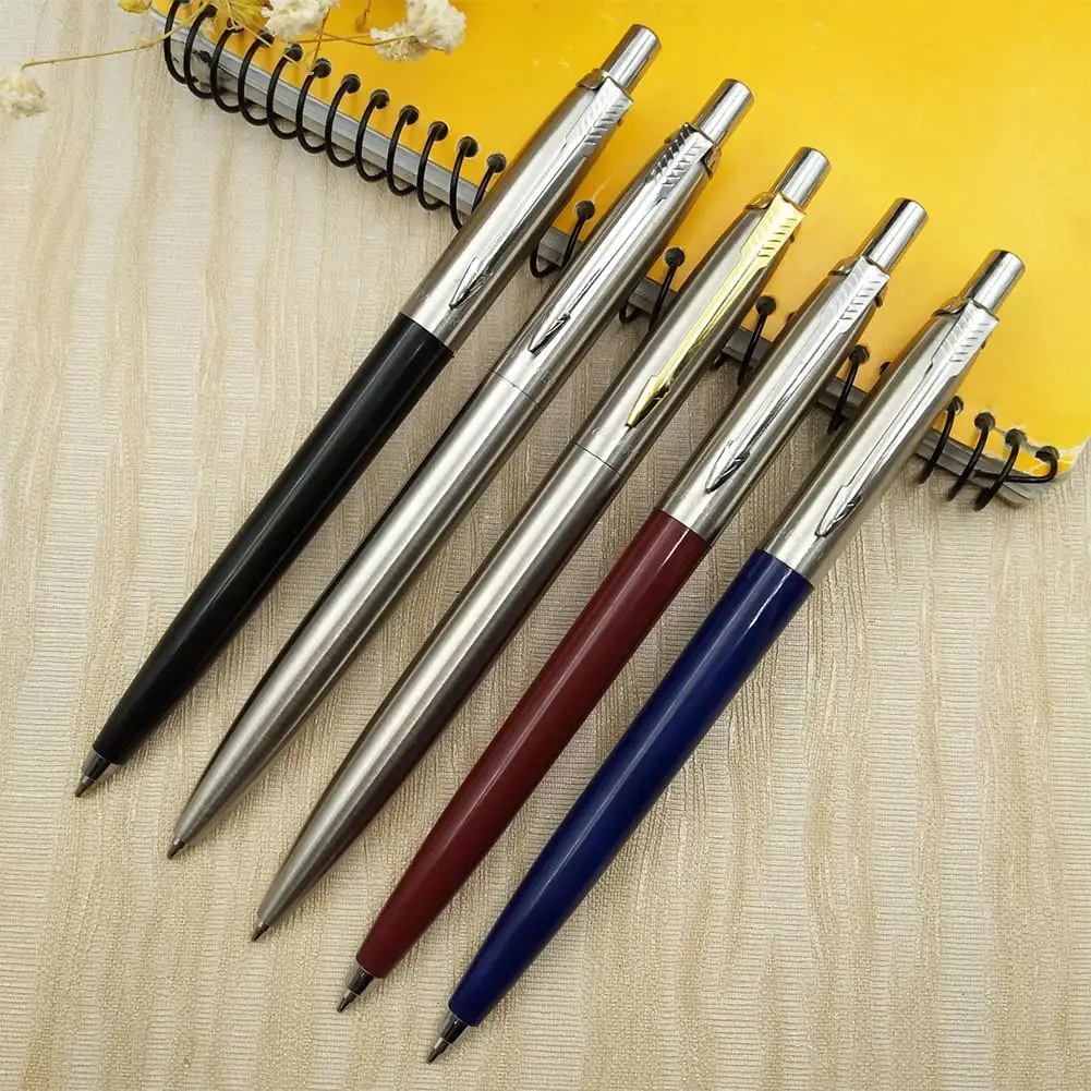 Press Style Metal Ballpoint Pen for School Office Writing Metal Pen Holder Comfortable To Grip Fluent Writing Business Pens