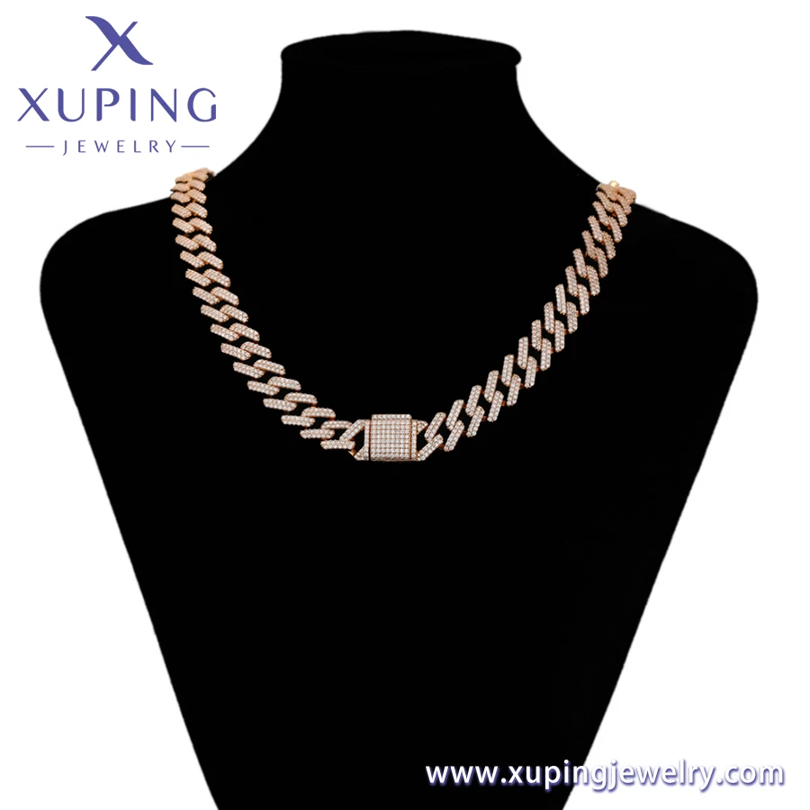 X000662945 XUPING Jewelry fashion elegant hot selling high quality 18k gold color  Dragon Beard Double Tone Diamond necklace