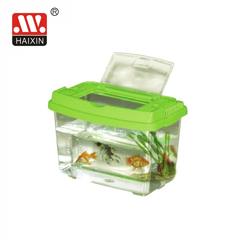 Haixing best selling potable take away pet storage box fish tank ornaments plastic fish tank