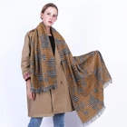 Scarf Viscose Wholesale Autumn And Winter Women's Scarf Plaid Tassel Shawl Graffiti Style Viscose Scarf