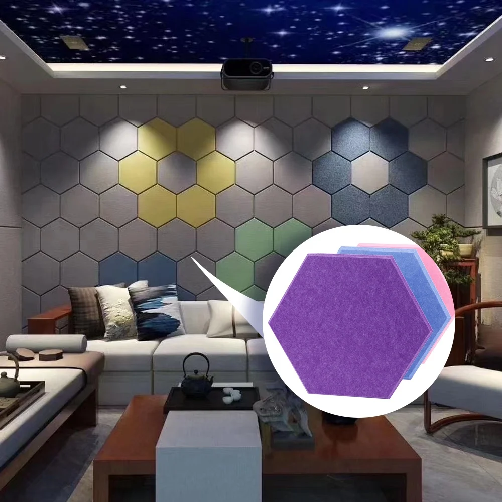 New Design Wholesale Hexagonal flat polyester sound-absorbing panels for wall decor