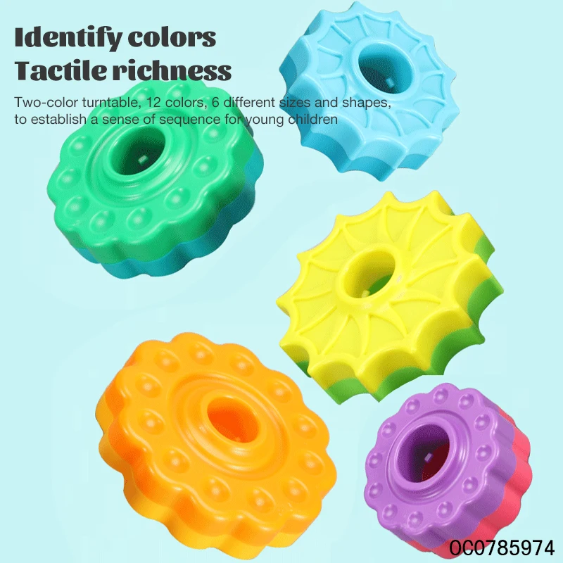 Colorful rainbow stacking ring tower baby brain development toys