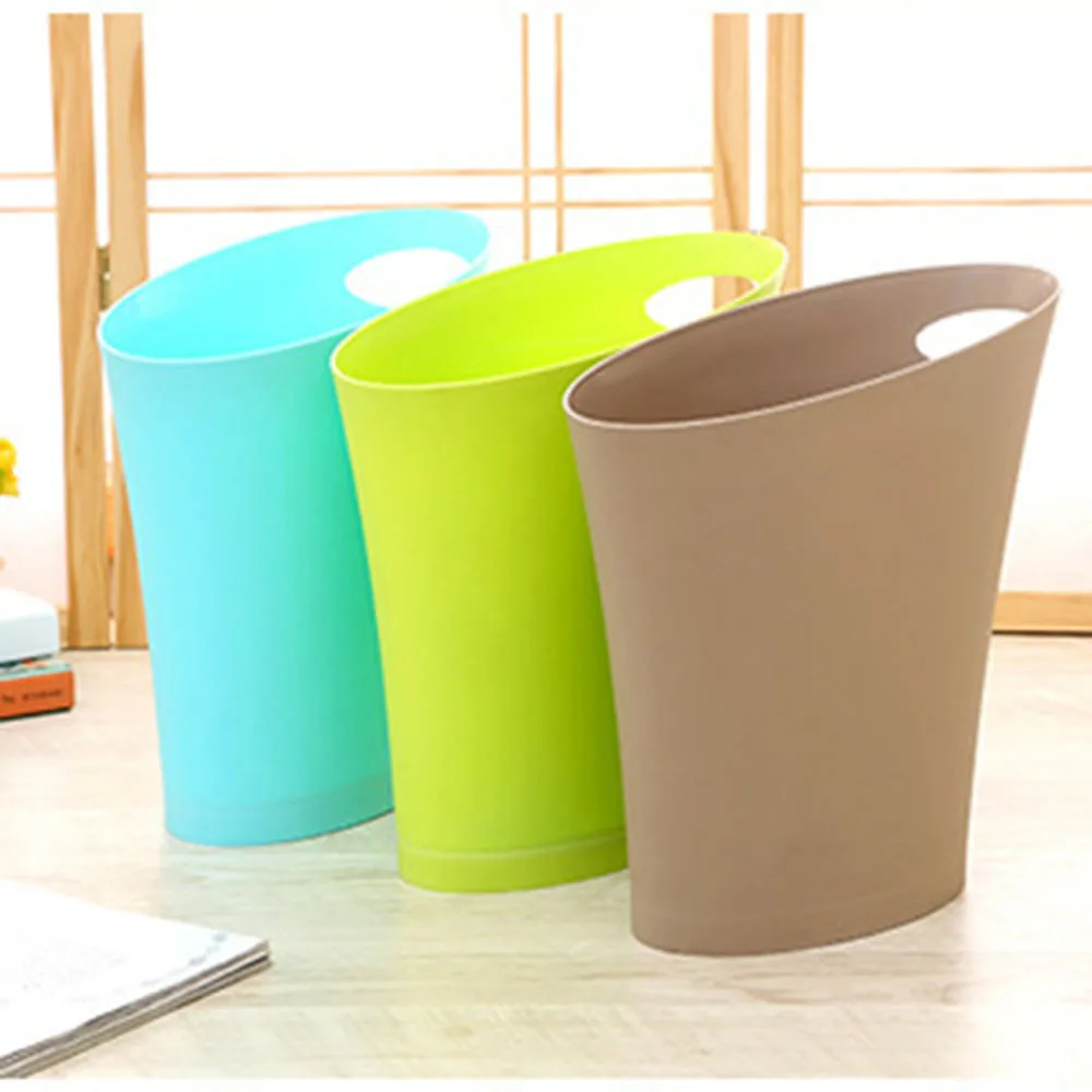 Cross Border Single Handed Plastic Simple Garbage Bin Bathroom Crevice Space Saving Storage Trash Cans