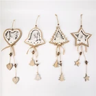 Star DIY Christmas Star Wooden Pendants Xmas Tree Ornament Holiday Decoration Christmas Pendant Sets