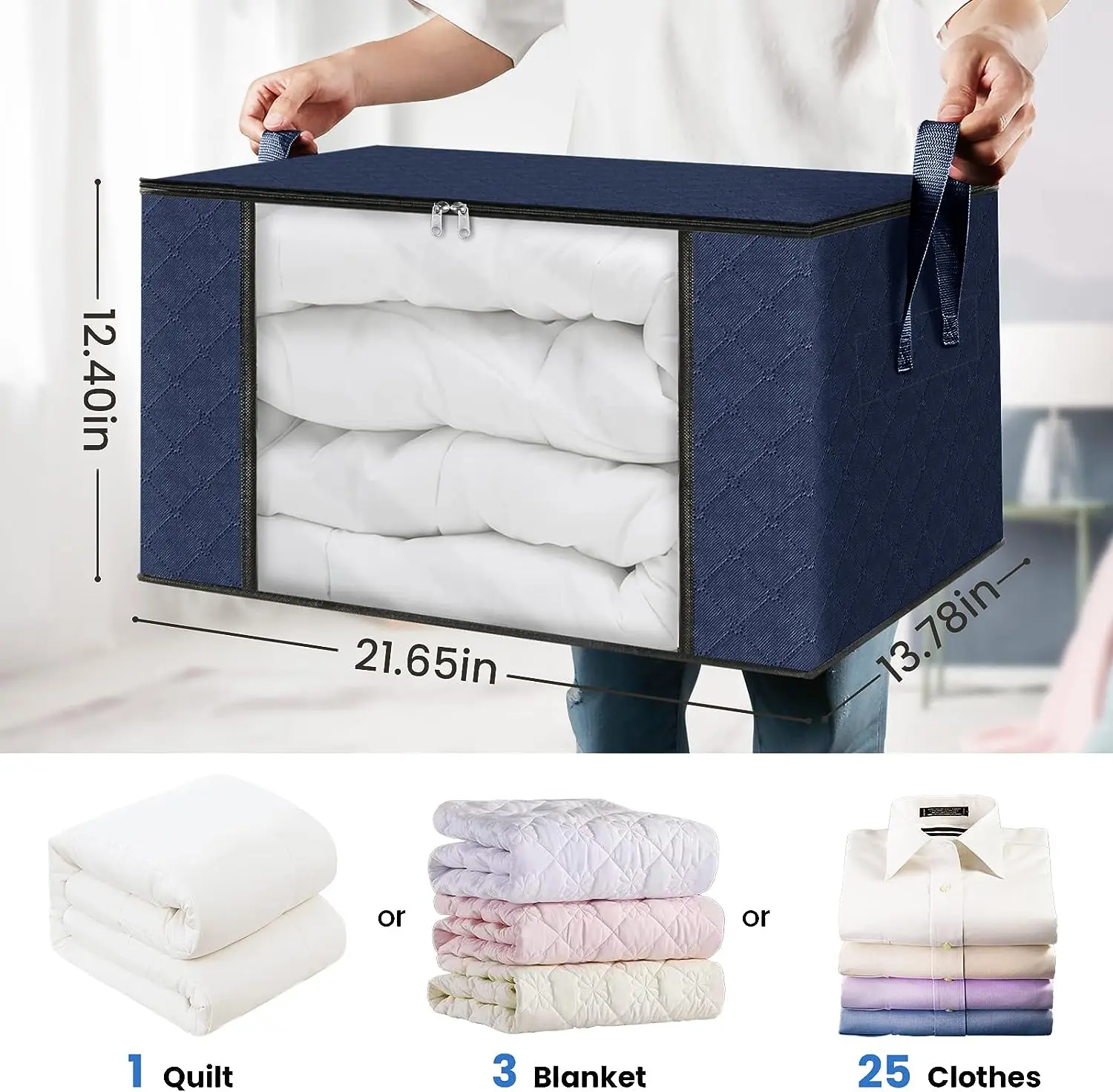 6 Pack Clothes Storage, Foldable Blanket Storage Bags, Storage Containers for Organizing Bedroom, Closet, Organization and Sto