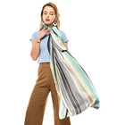 Scarves 2021 New Arrivals Fashion Women Casual Shawl Satin Scarves Colorful Striped Patchwork Silk Scarf
